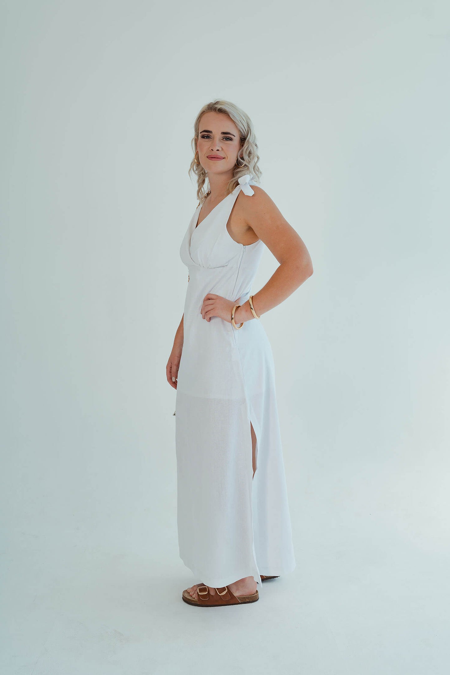 Dani Tie Dress - White