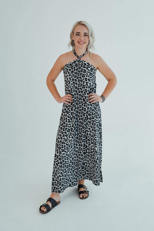 Chrissie Halterneck Dress - Leopard