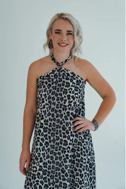 Chrissie Halterneck Dress - Leopard