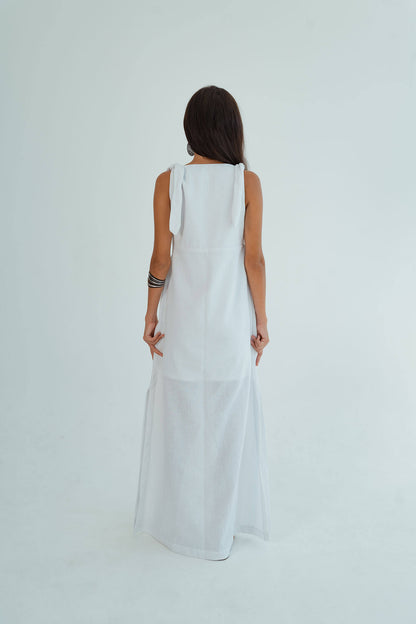 Dani Tie Dress - White