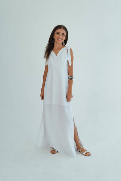 Dani Tie Dress - White