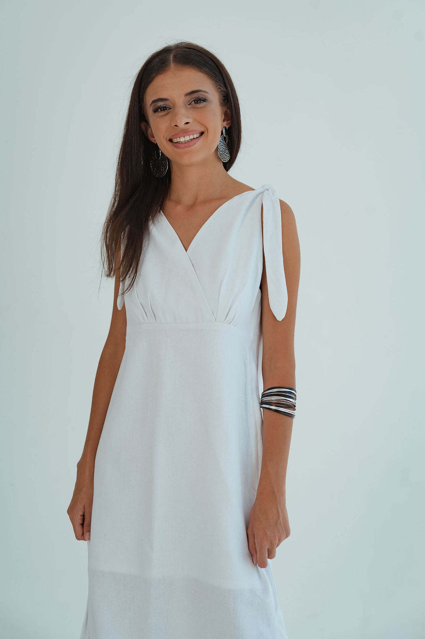 Dani Tie Dress - White