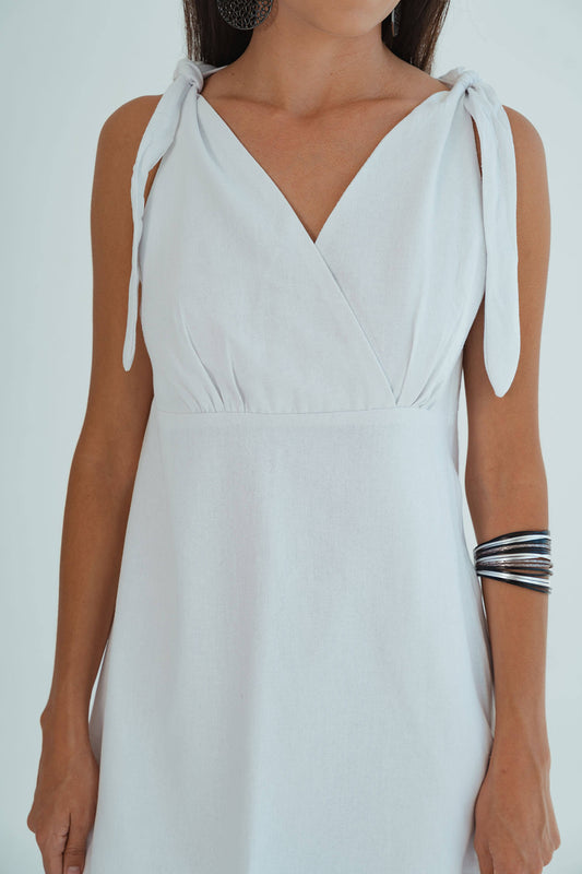 Dani Tie Dress - White