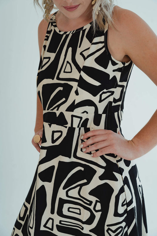 Emma Flare Dress - Black Block